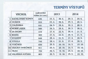 Termíny výstupů